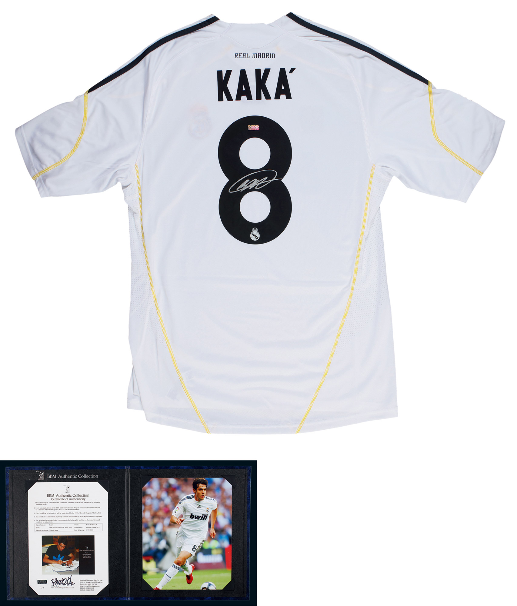 13835巴西足球巨星卡卡kaka亲笔签名皇家马德里队球衣