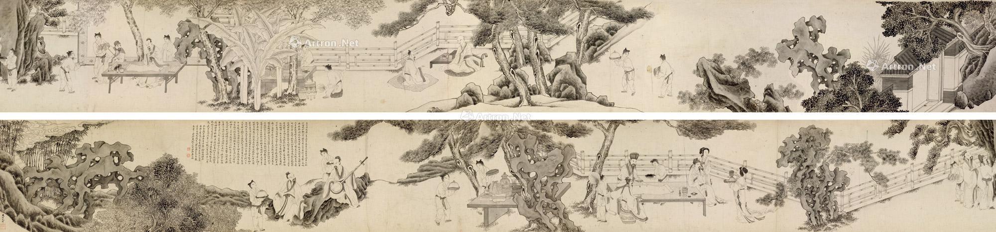 0166白描西园雅集手卷纸本