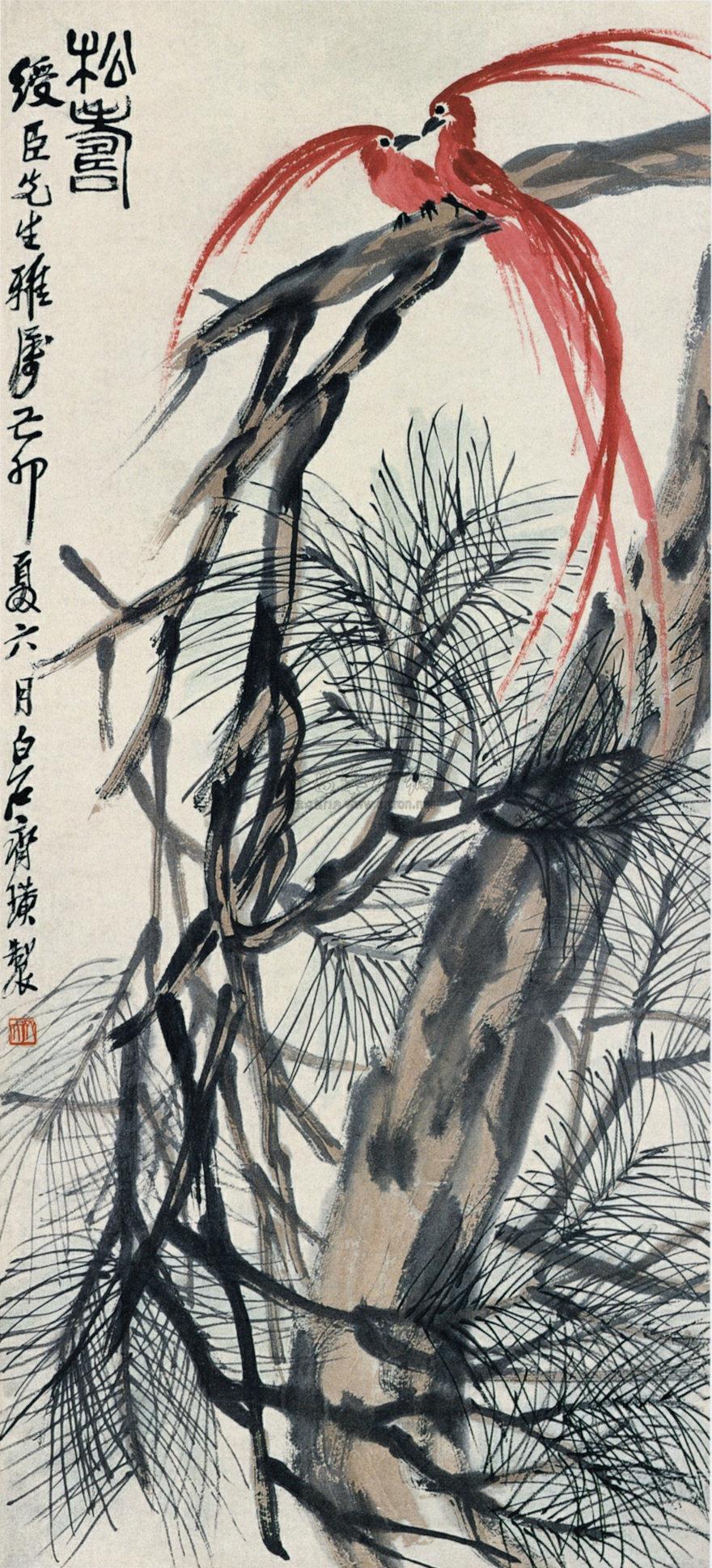 116 现代 寿带鸟 轴