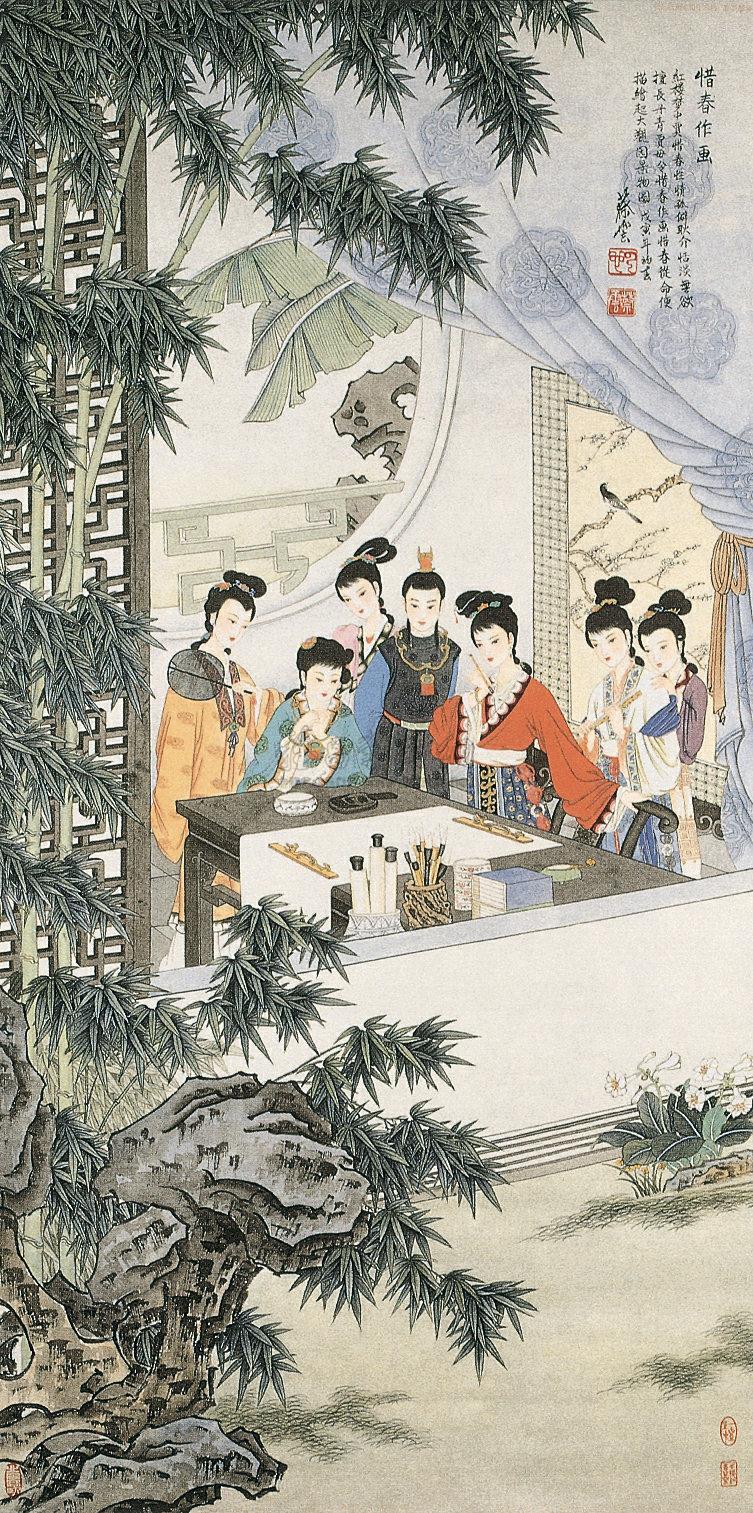 364近现代惜春作画镜心
