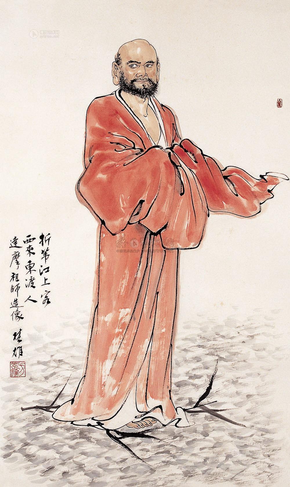 0395 达摩东渡 立轴 设色纸本