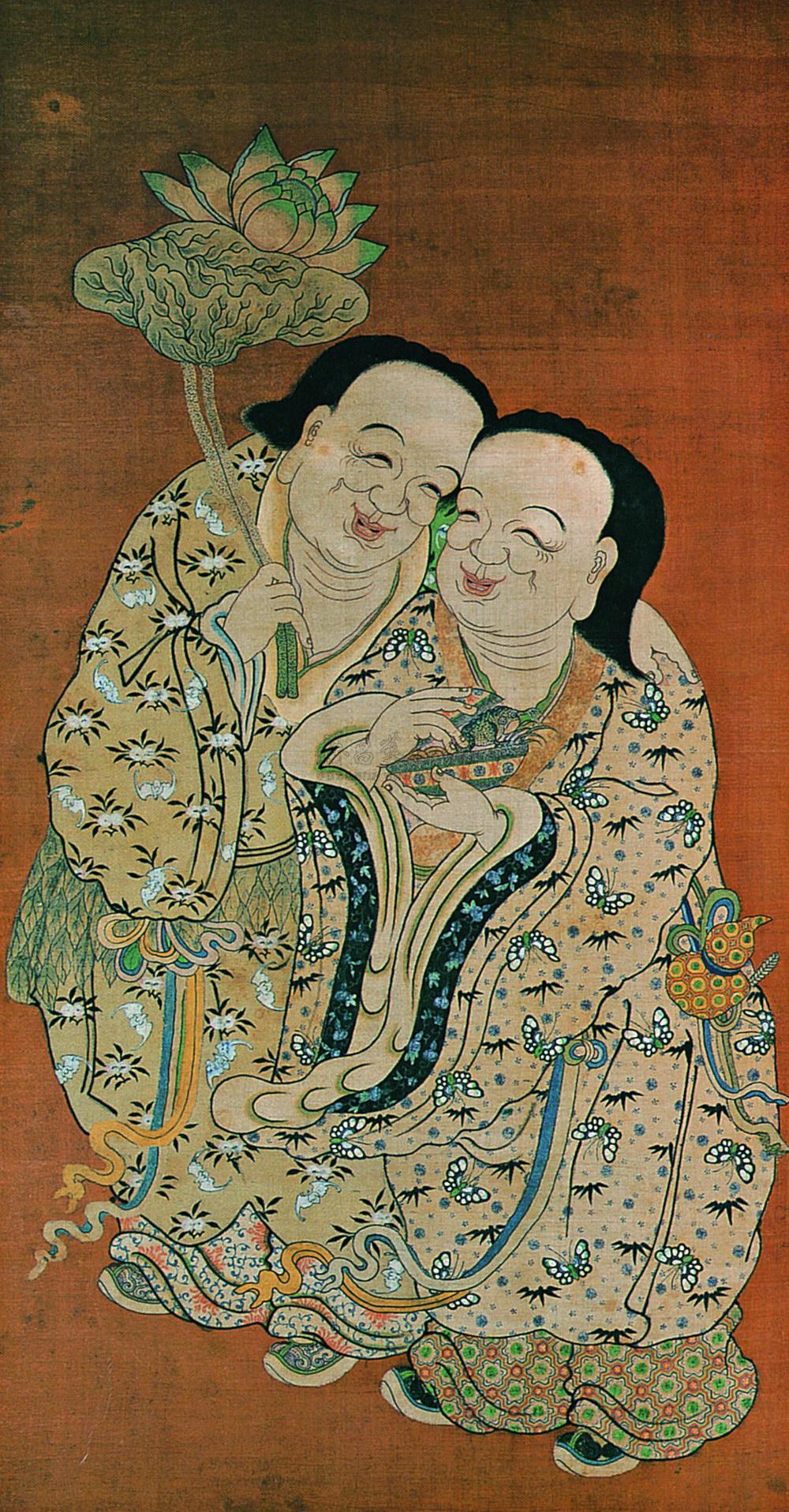754 清 缂丝和合二仙图