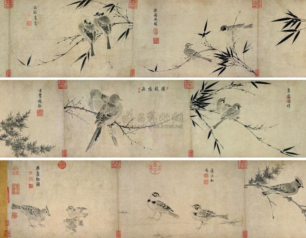 0819 写生珍禽图 手卷 水墨纸本