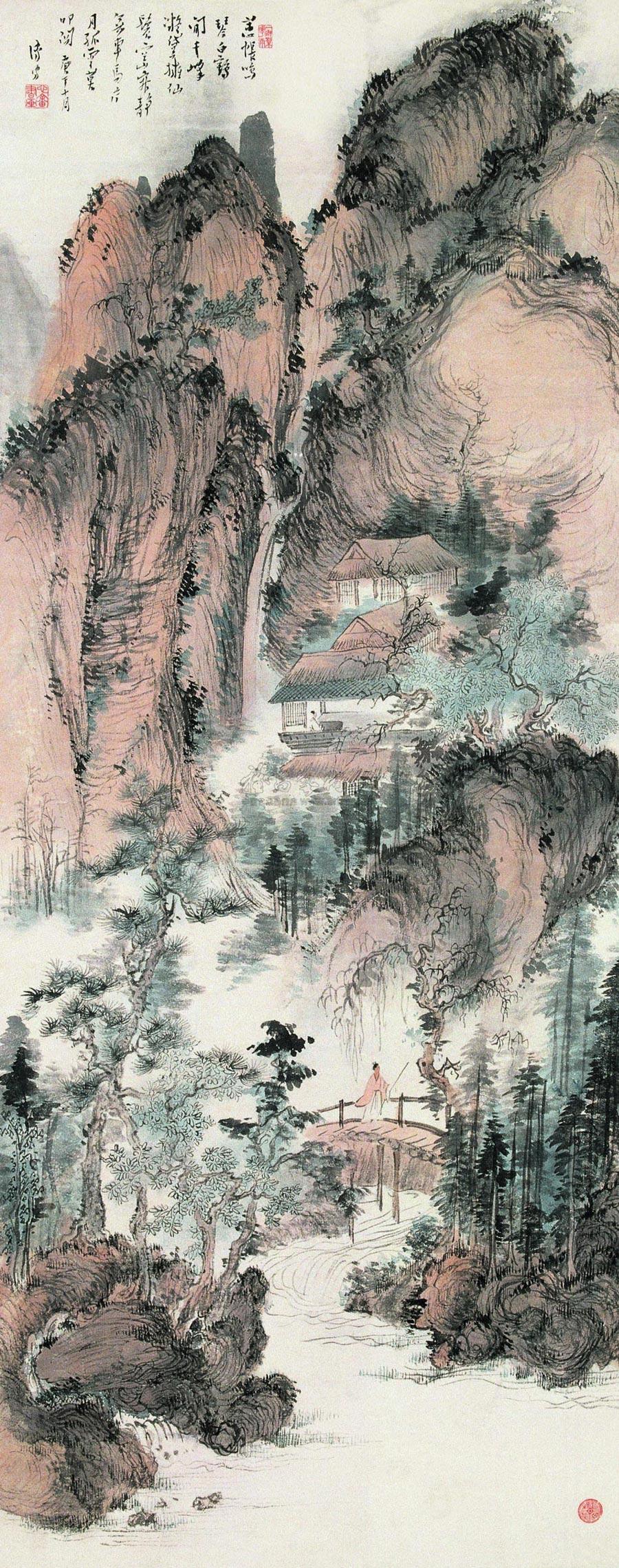 01871930年作仿石溪山水立轴设色纸本