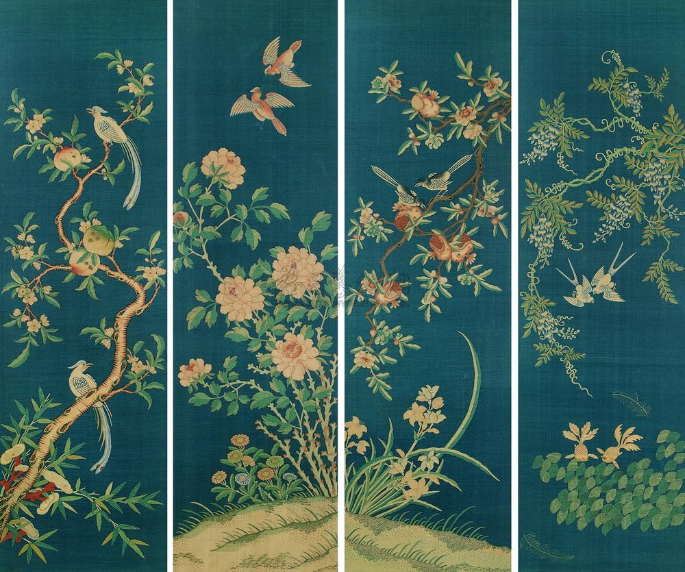 2210 清初 缂丝花鸟