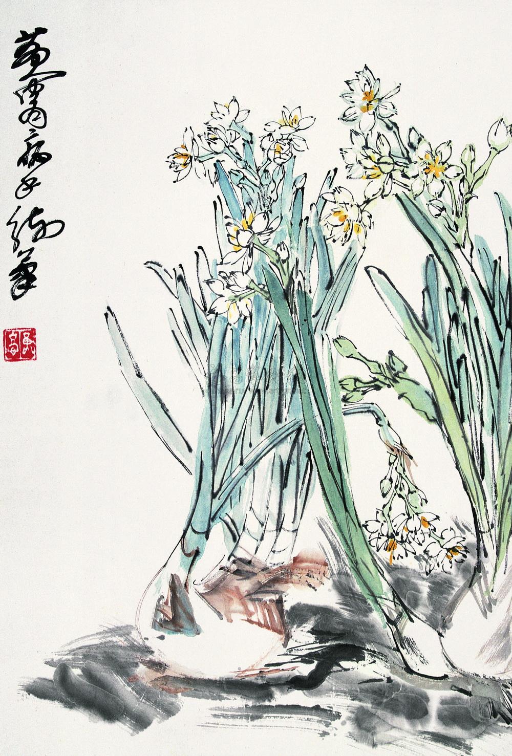 0559 水仙图 立轴 纸本设色