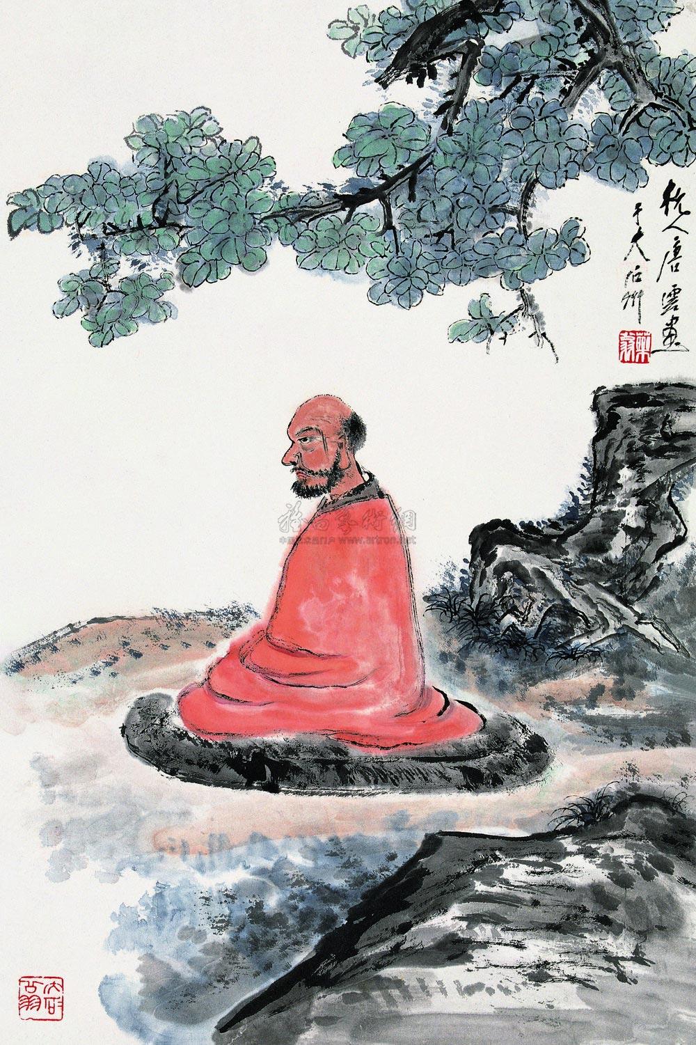0234 红衣罗汉图 立轴 设色纸本