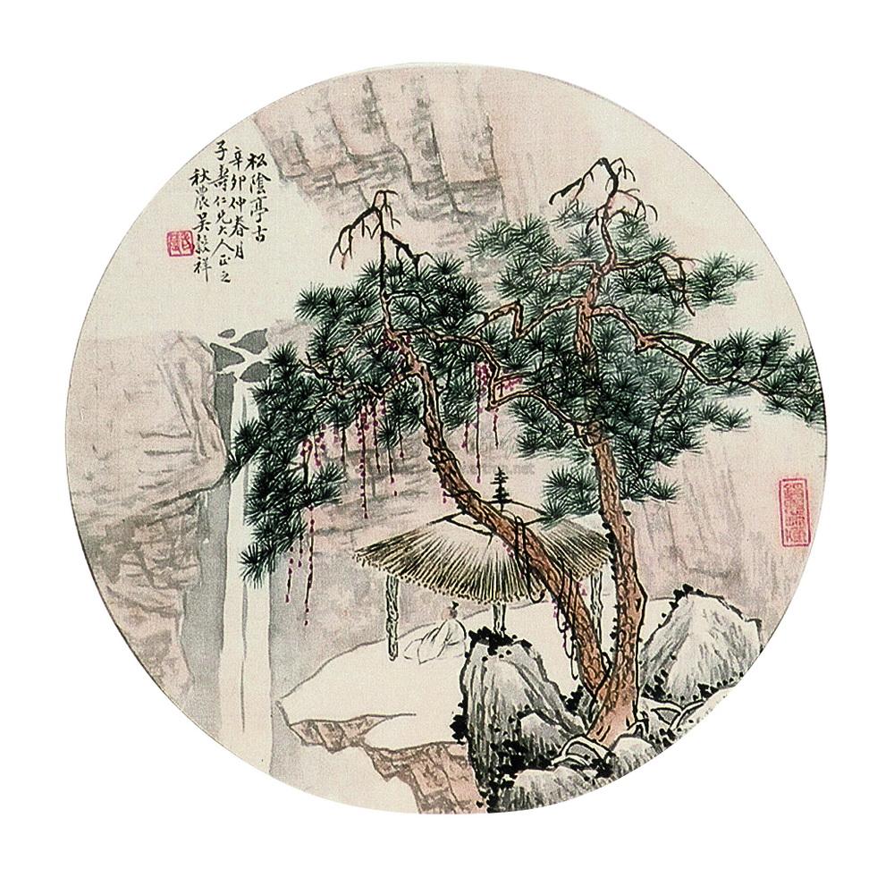 0607山水圆光绢本