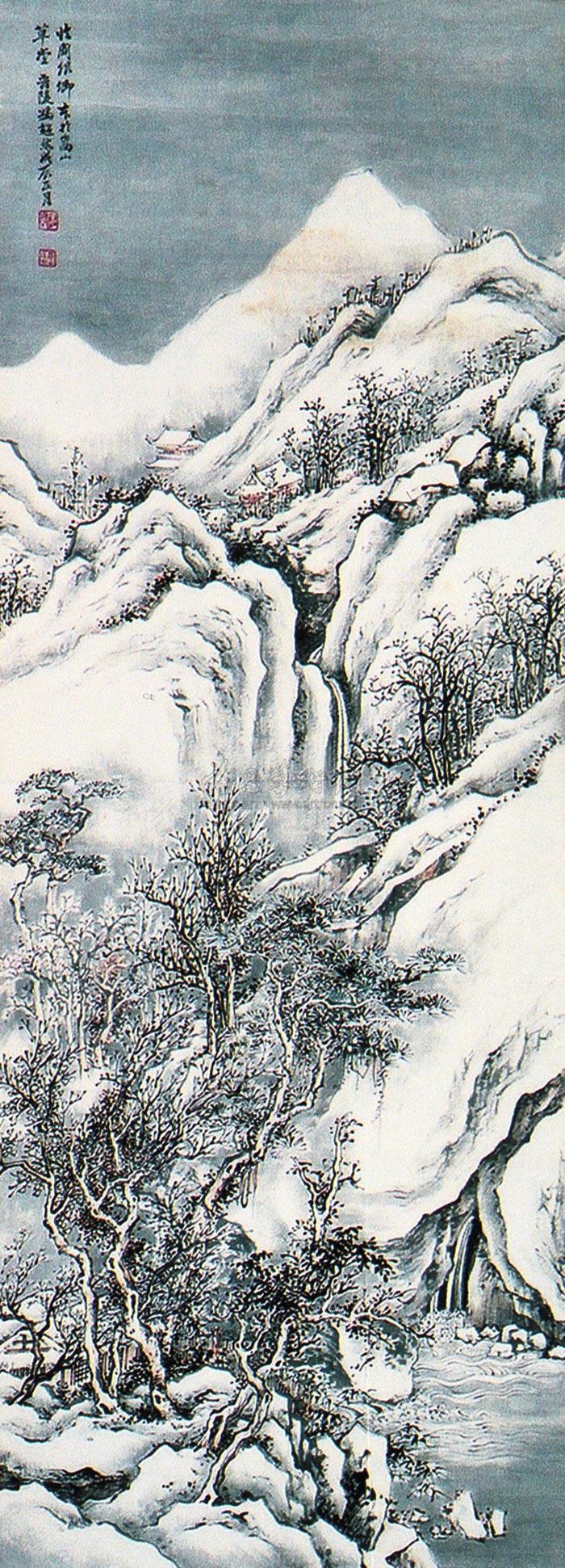 1670 雪景山水 立轴 纸本