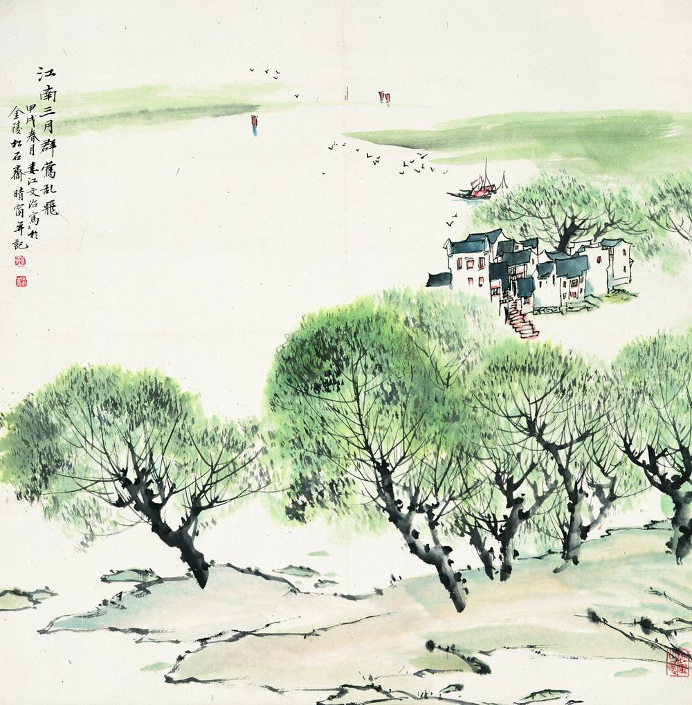 0205江南三月立轴纸本设色