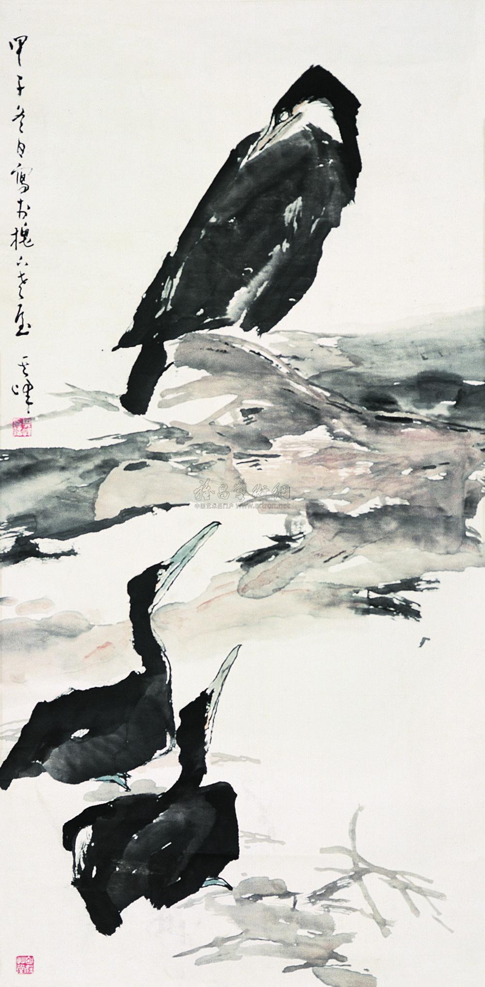 0354 鱼鹰图 镜心 纸本设色