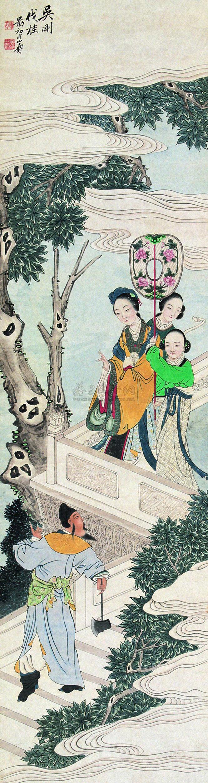 【吴刚伐桂 立轴 纸本】拍卖品_图片_价格_鉴赏_绘画