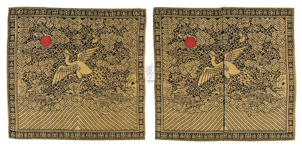 1913 清 织锦白鹇五品补子 (一对)