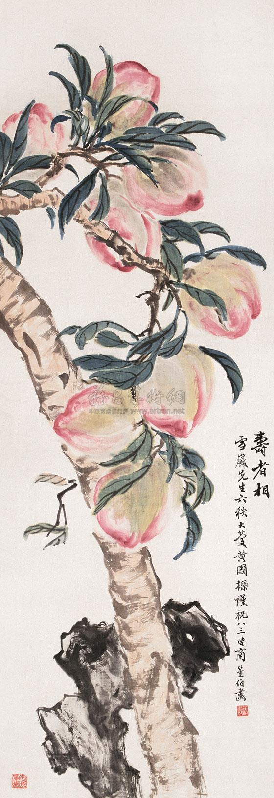 1281寿桃图立轴纸本