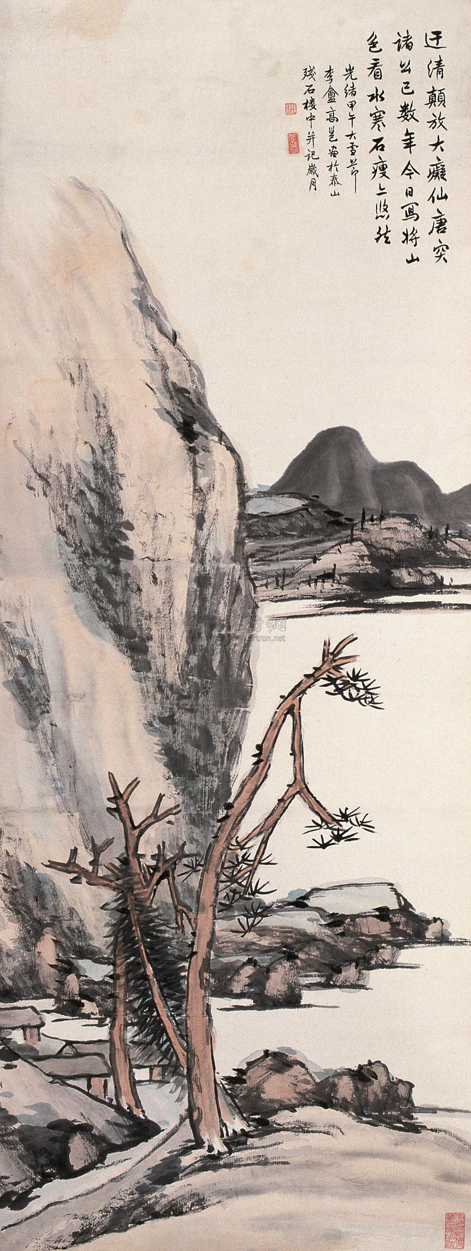0749 1894年作 仿大痴山水图 镜心 设色纸本