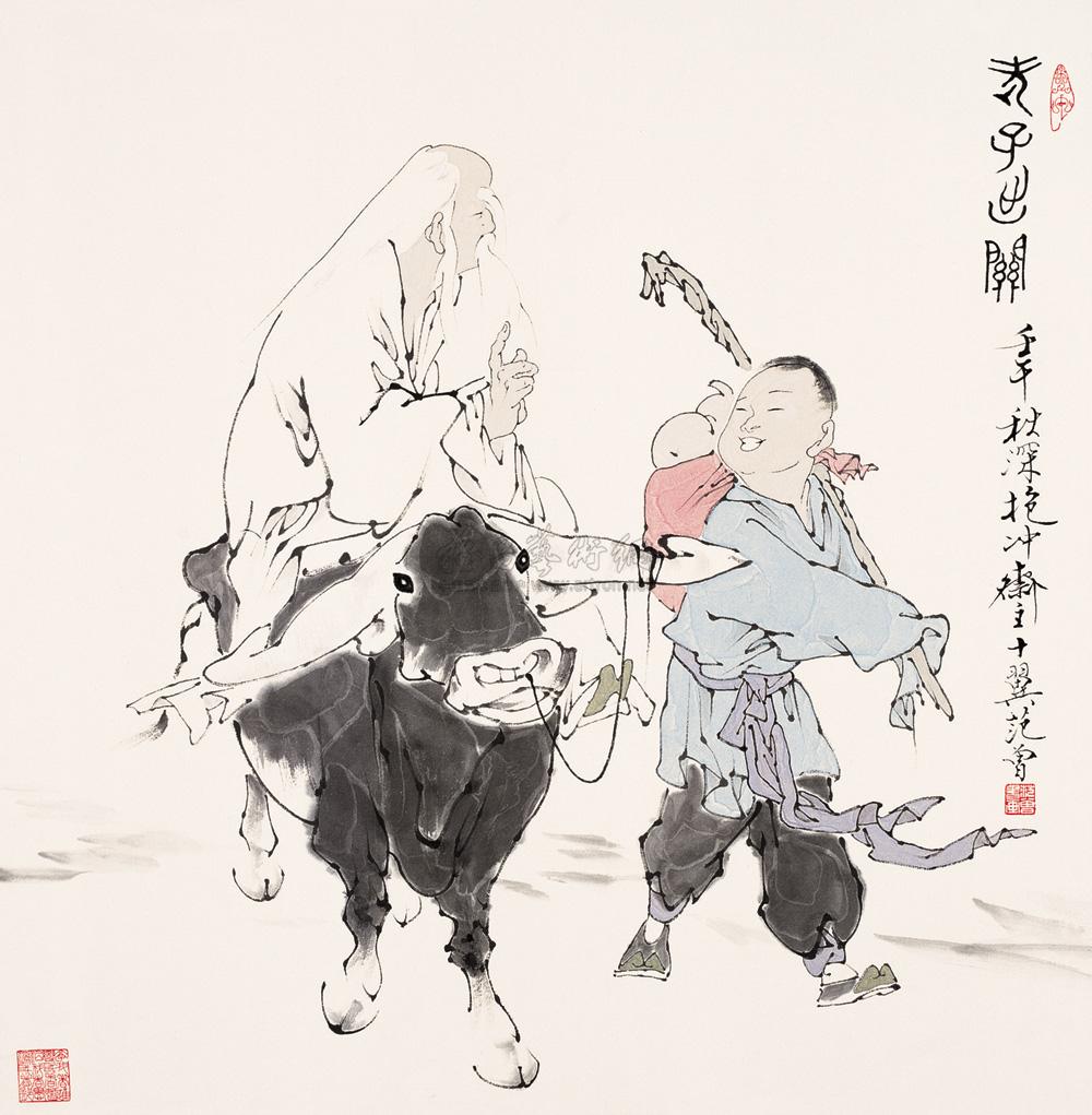2207老子出关图镜心设色纸本