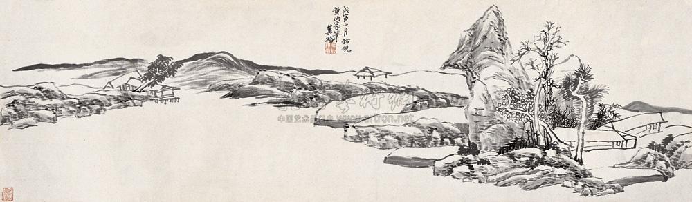 0058 1878年作 山水图 横幅 水墨纸本