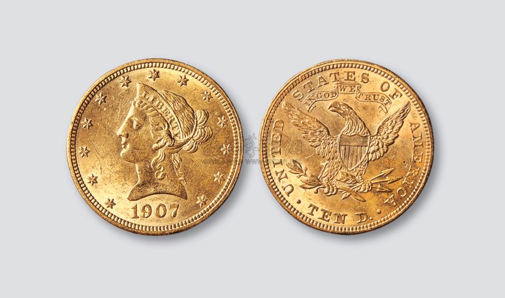 3678 1907年美国10美元金币