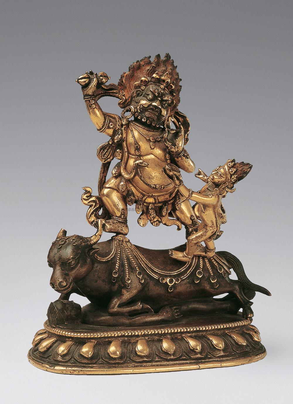 1751 清(18th) 铜鎏金外修降阎魔尊像
