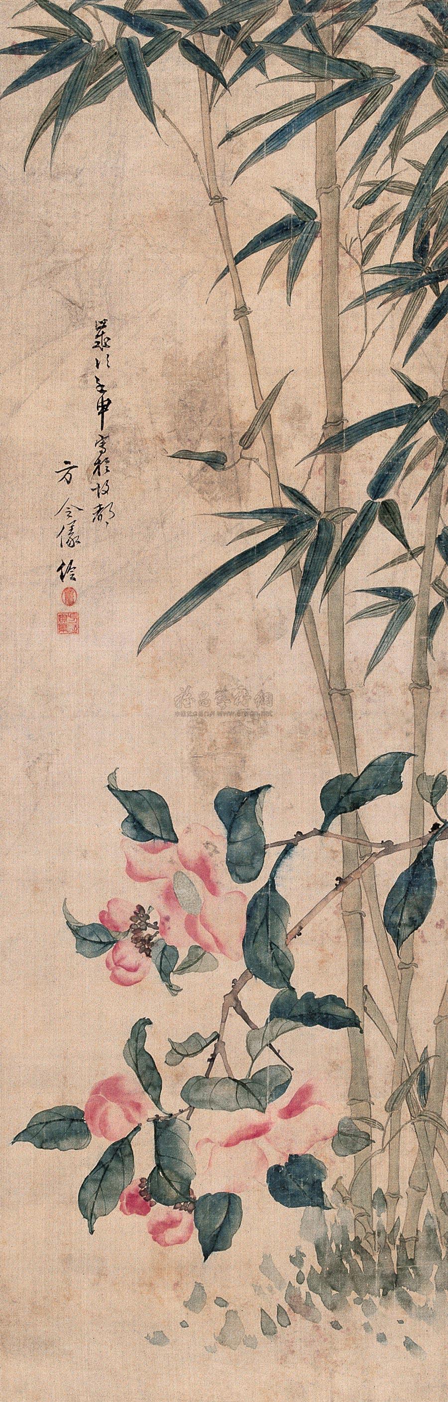 0372 青竹图 立轴 设色纸本
