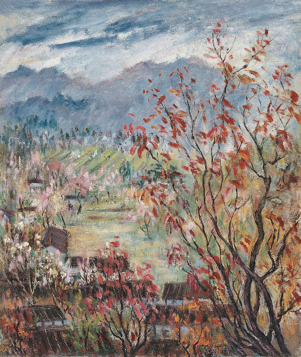 0111 远山红叶 油彩·画布·框