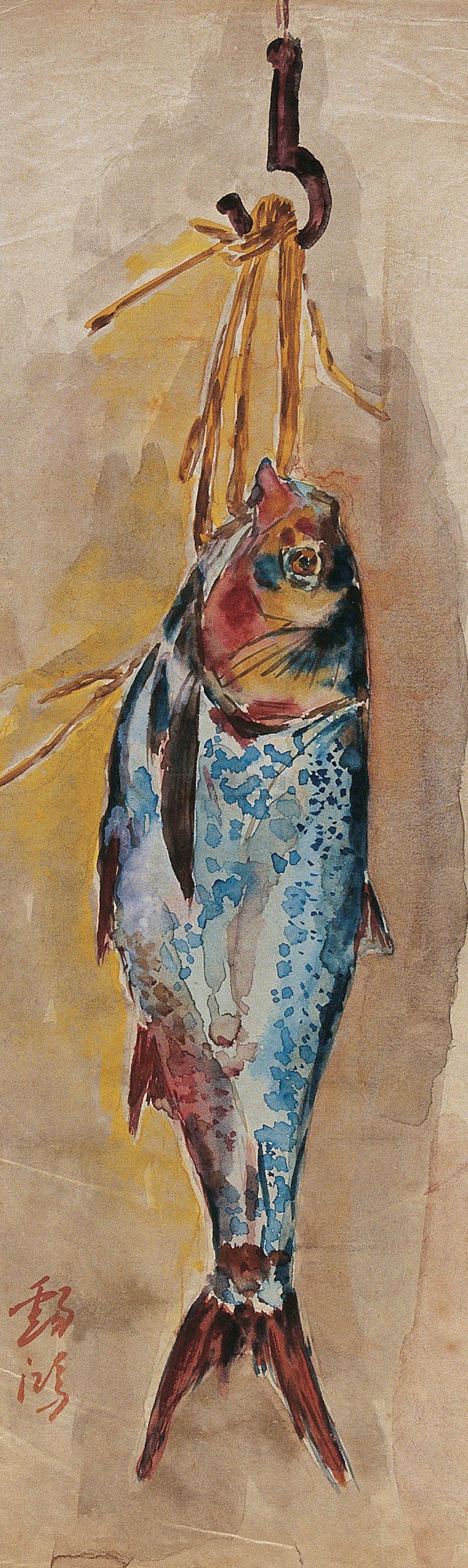 0242 鱼 水彩·纸本·框