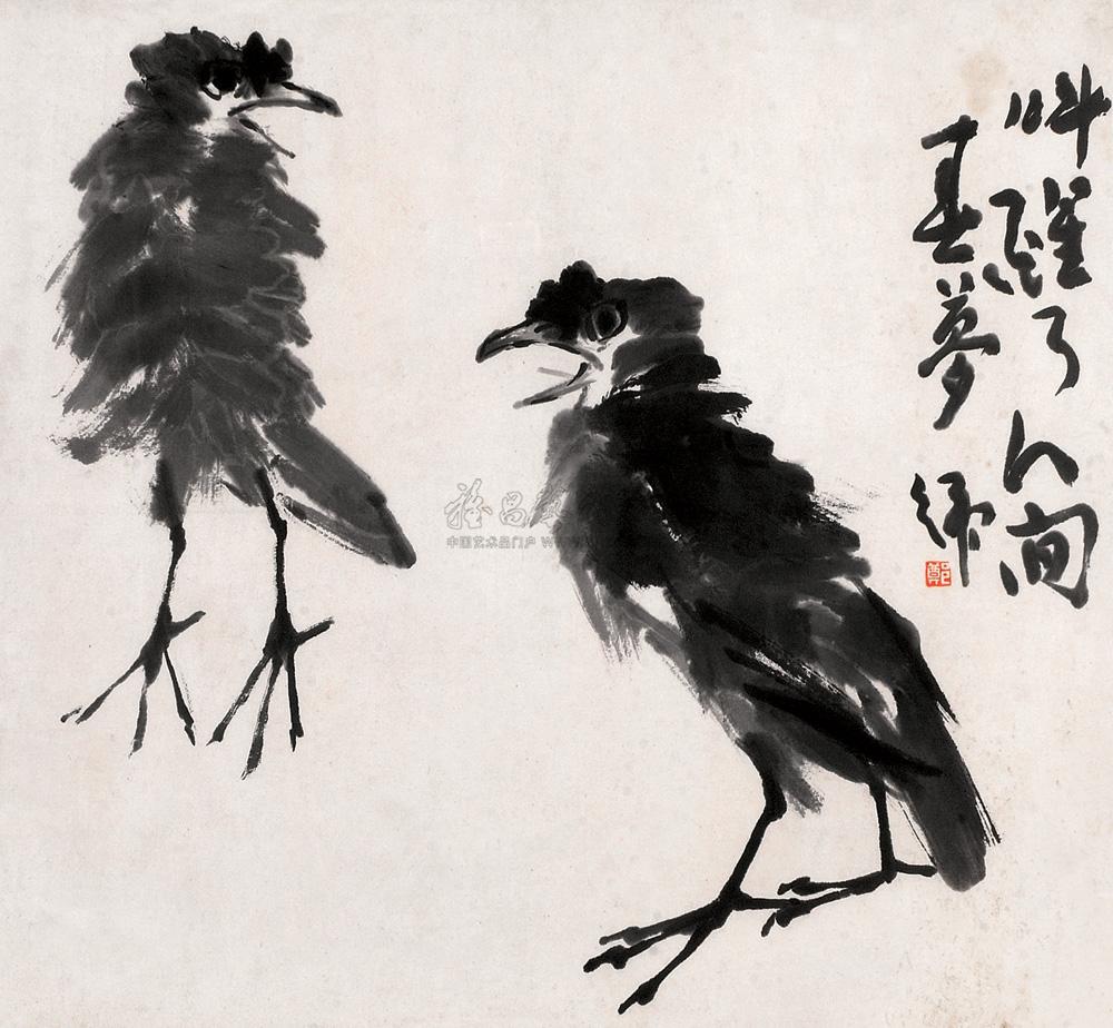 0021 八哥 镜心 水墨纸本