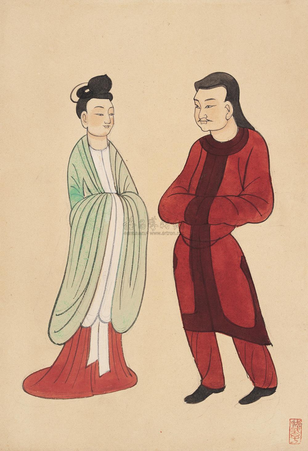 1725 敦煌壁画人物 镜心 设色纸本