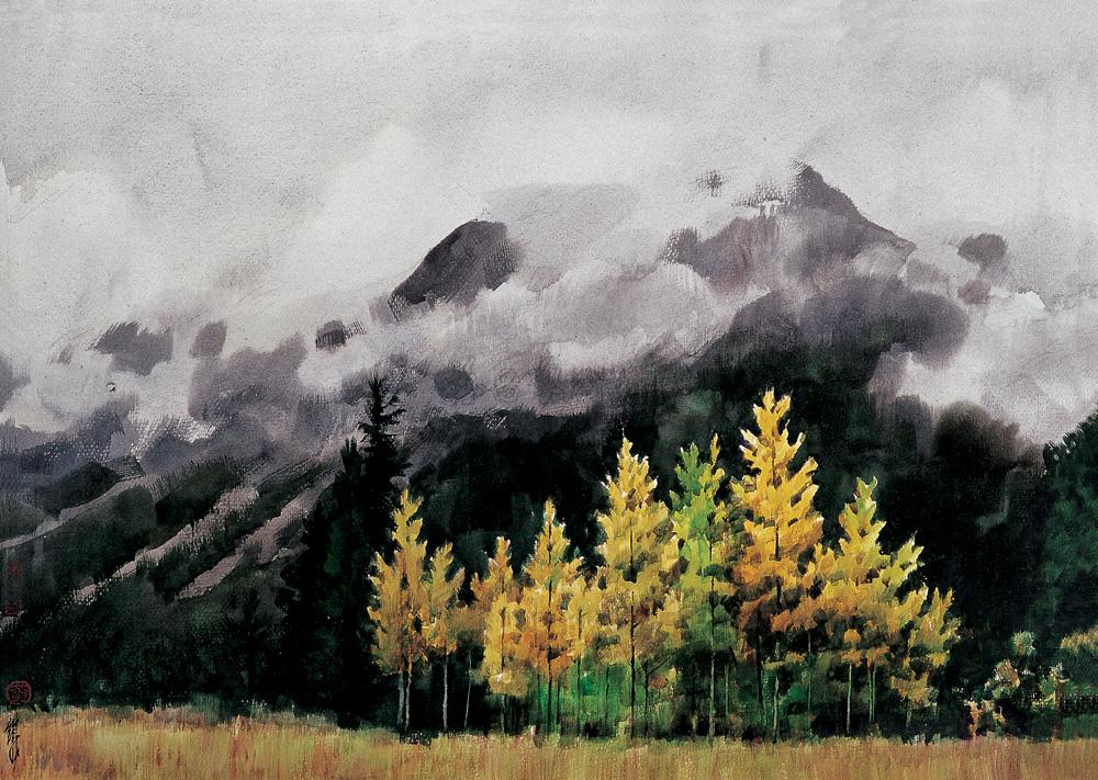0755 2003年作 洛基山风景 水彩 纸
