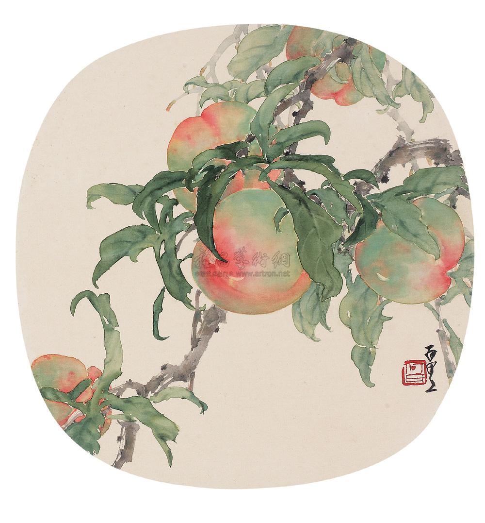 0268碧桃图镜心设色绢本