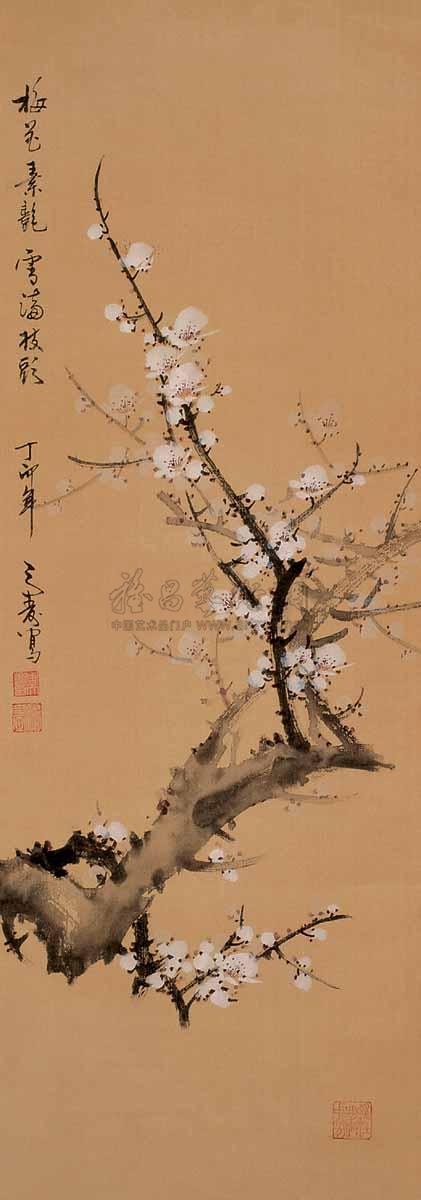 06241987年作白梅立轴设色绢本