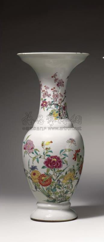0830qingdynastyafamillerosevasewithflowers