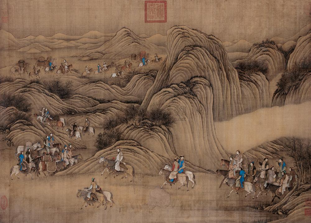 0455清中期作亲王出行图镜心绢本设色