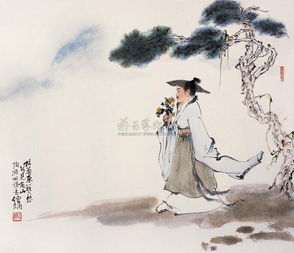 0050 陶渊明诗意 镜心 设色纸本