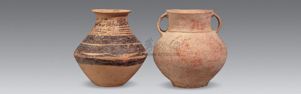 0353 新石器时代 彩陶罐一个 柳湾文化双耳罐一个