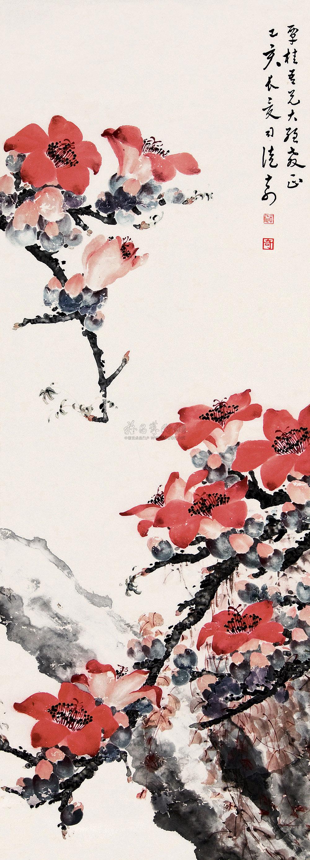 0258 1935年作 红棉 立轴 设色纸本