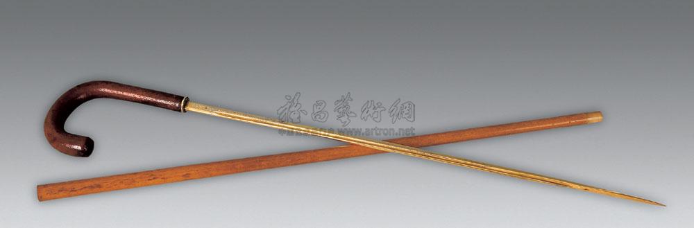 0316 19世纪 英国贵族藏鎏金剑手杖