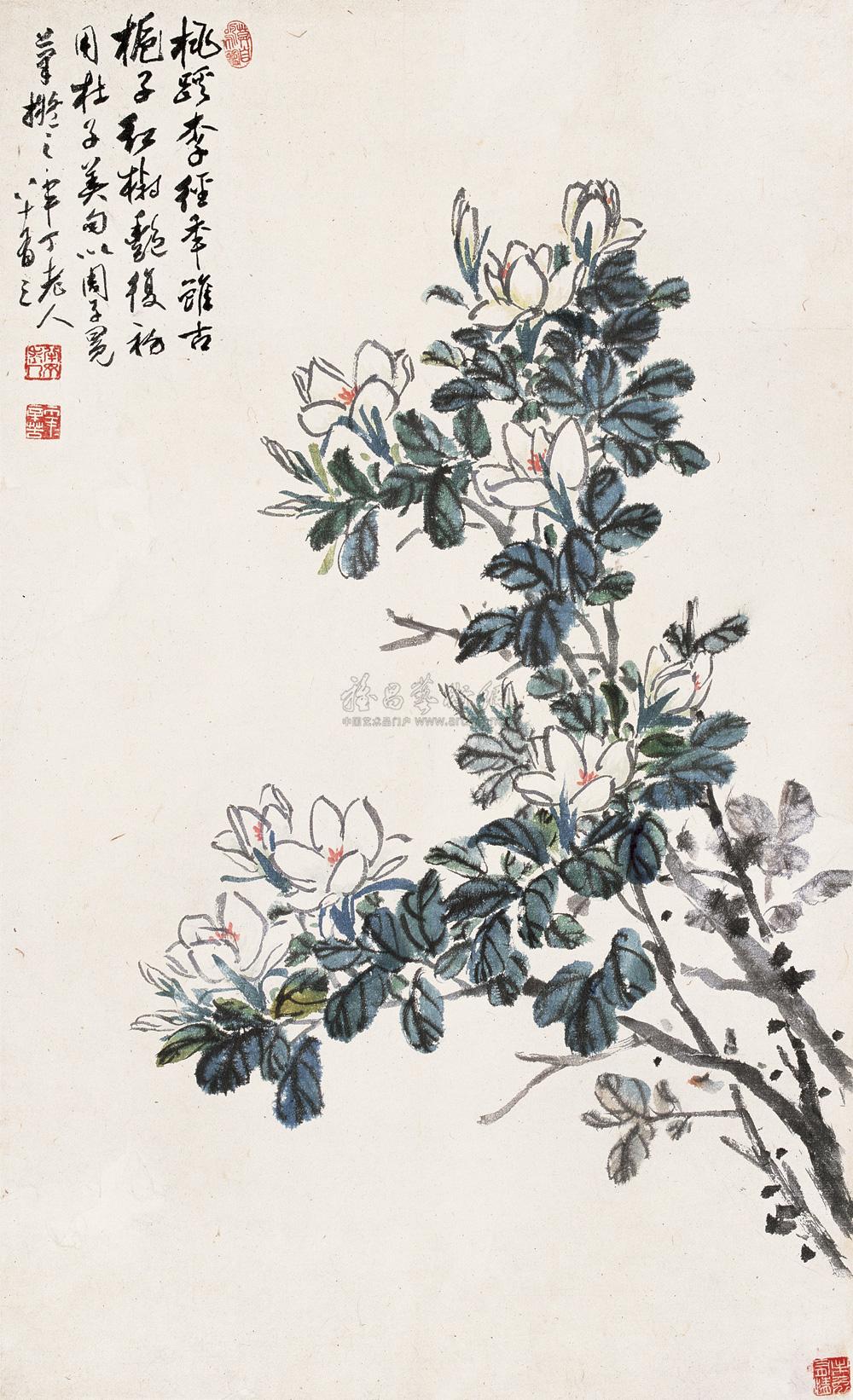 【栀子花 镜心 纸本】拍卖品_图片_价格_鉴赏_绘画_品