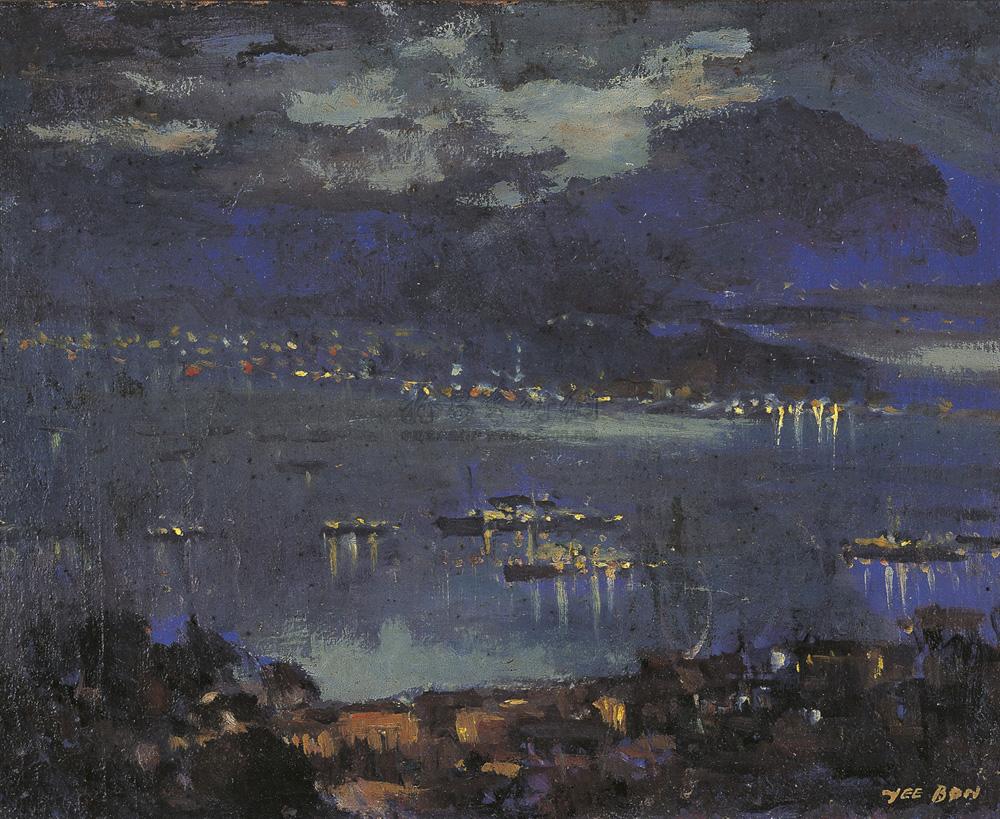 0658 香港夜景 油画 画布