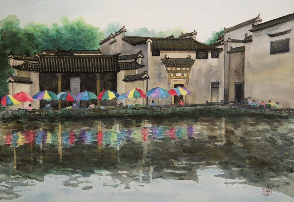 0288 2003年作 宏村 水彩纸本