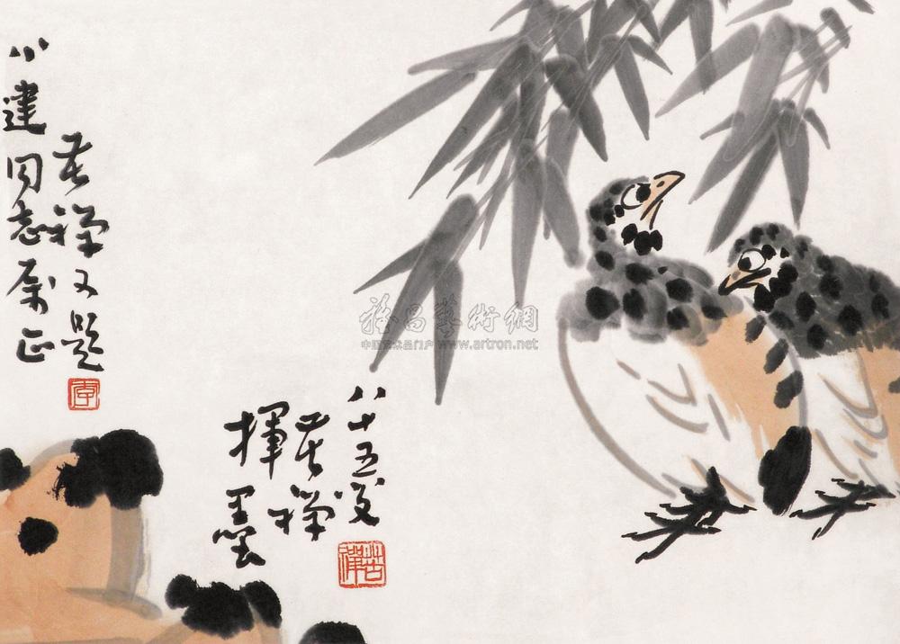 0277 鹌鹑图 镜心 设色纸本