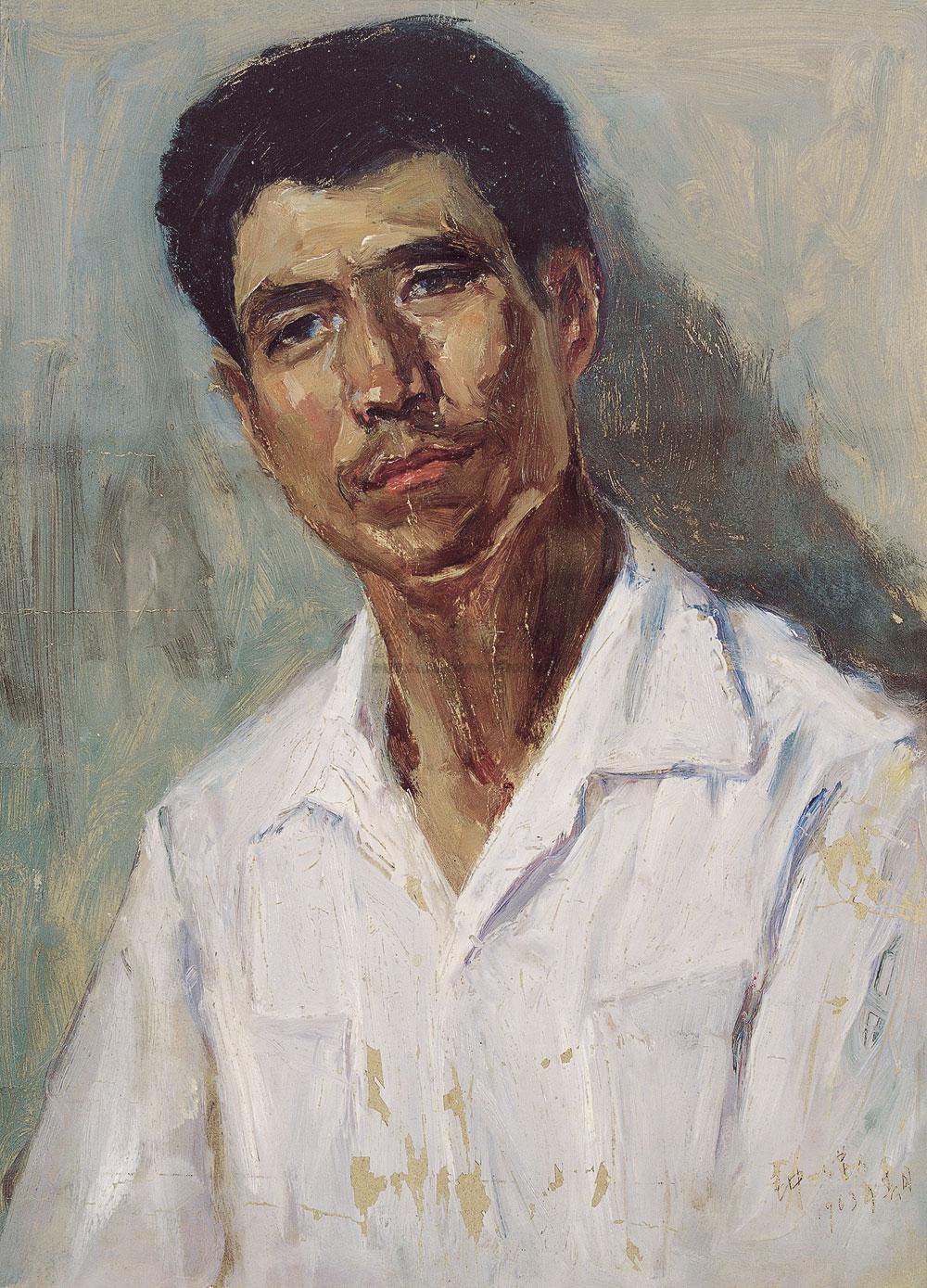 0052 1963年作 男肖像人物 布面 油画