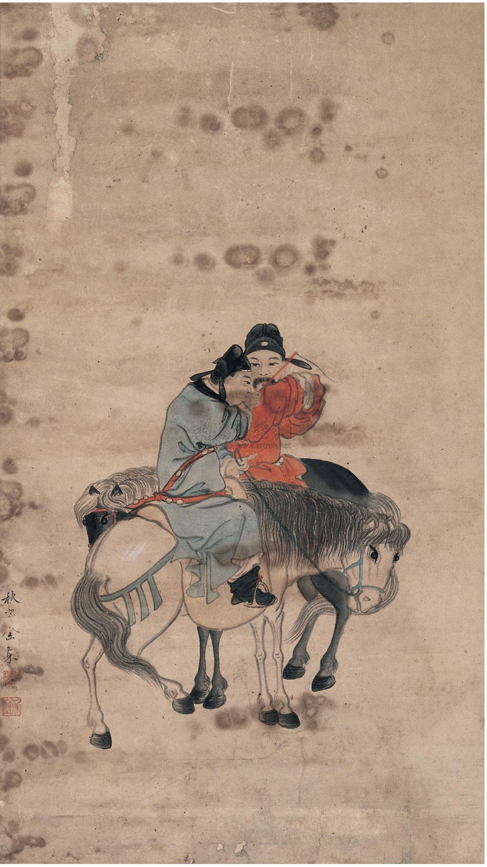 0689 驽马图 屏轴 设色纸本