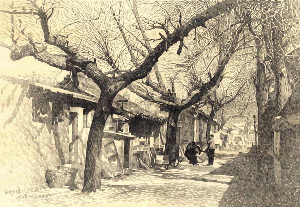 【花市上三条 铅笔画】拍卖品_图片_价格_鉴赏_西画