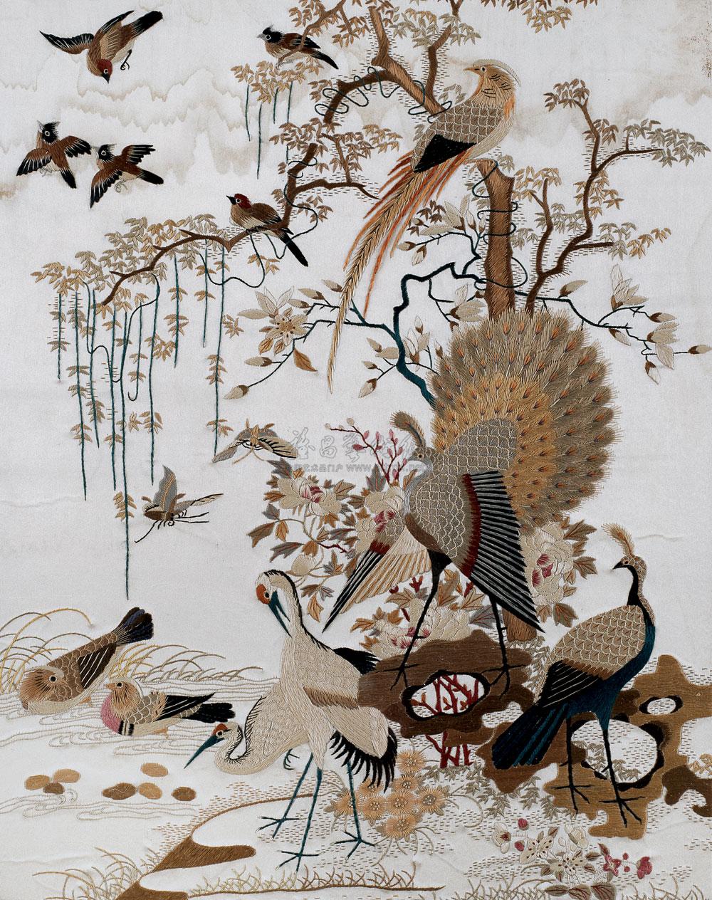 1903 清 广绣百鸟图镜心