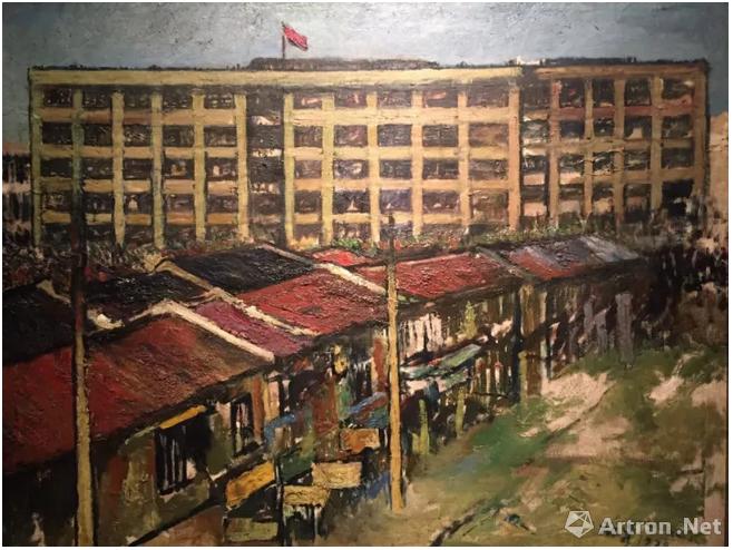 刘海粟《四行仓库》,油画,1937年.