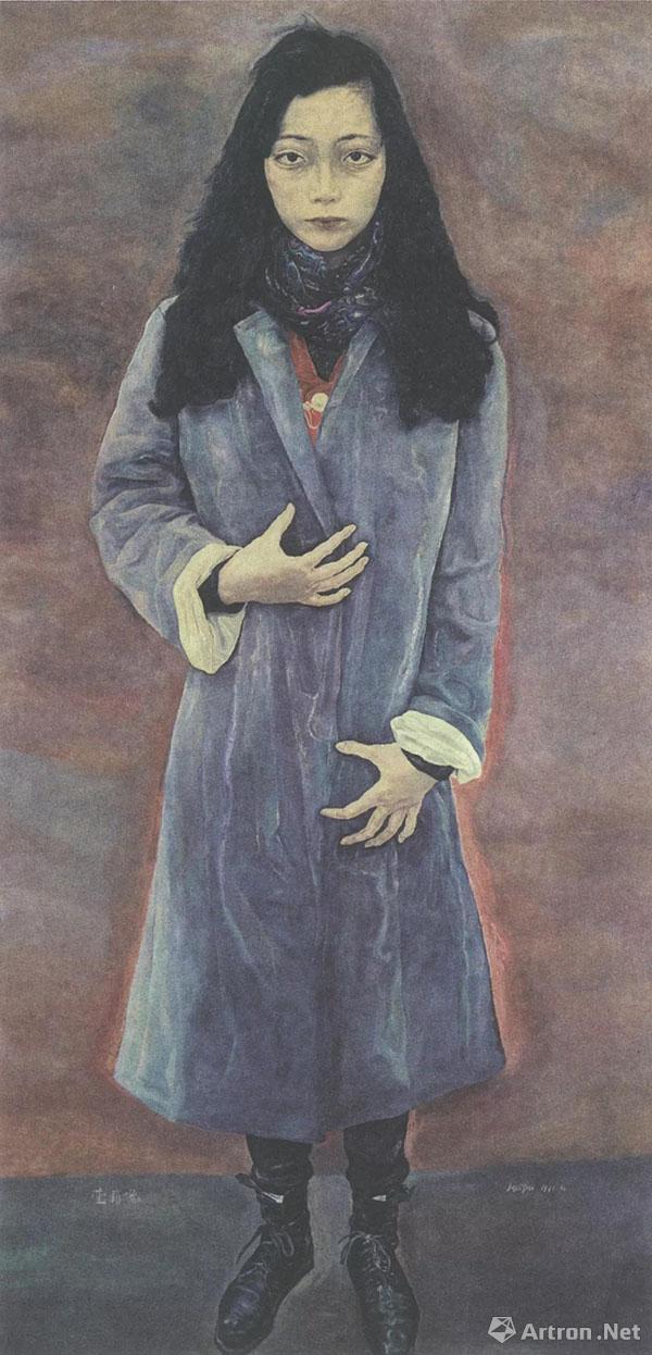 毛焰 《莹莉像》布面油画 200×100cm 1991年