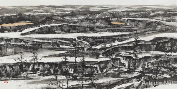 姚龙顺丨流淌在黄土高原上的母亲河丨96x180cm
