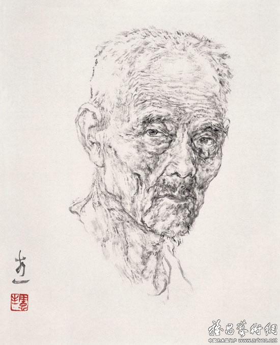 水墨老人头像