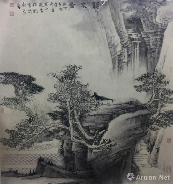 《听泉图》  王裕国 70x75cm 2017年 纸本